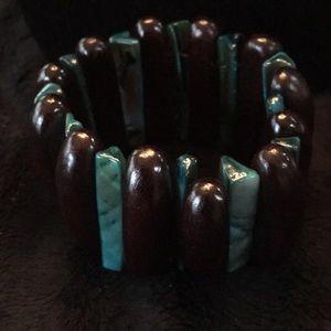 Beautiful turquoise And wood bracelet.